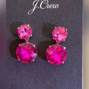 Brand new J CREW FUSCHIA GLASS/ CRYSTAL DROP EARRINGS-